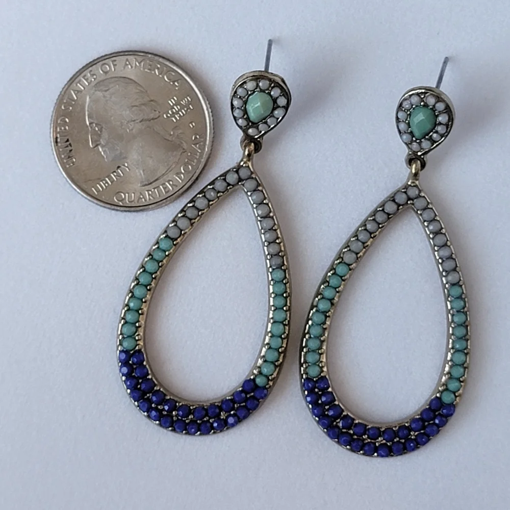 Teardrop Chandelier Rhinestone Dangle Hoop Earrings